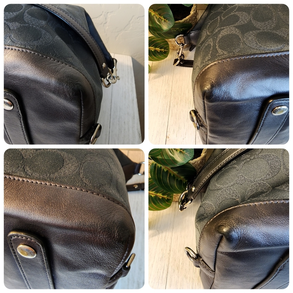 Coach Charcoal Leather & Jacquard Ashley Signature Satchel & Wallet w/Dust Bag - Picture 12 of 16